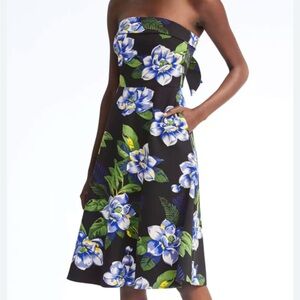 Banana Republic Strapless Dress - Black and Blue Floral